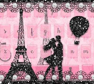 Pembe Paris Rose Klavye Eyfel Kulesi Teması screenshot 3