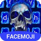 Blue Fire Skull Emoji Keyboard Theme v8.0