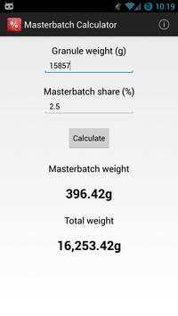 Masterbatch Calculator Lite screenshot 1