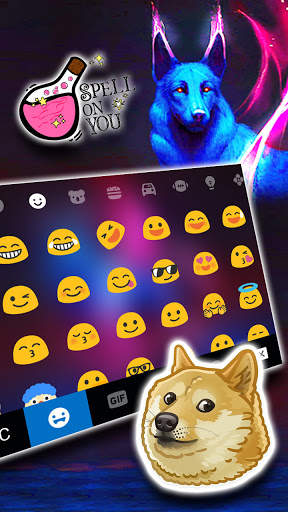 Flaming Neon Wolf Keyboard The screenshot 3