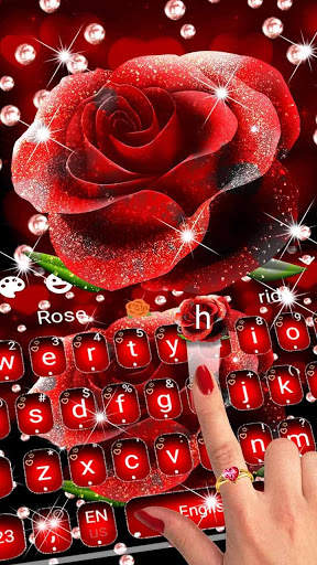 Red Glitter Rose Keyboard Theme screenshot 3
