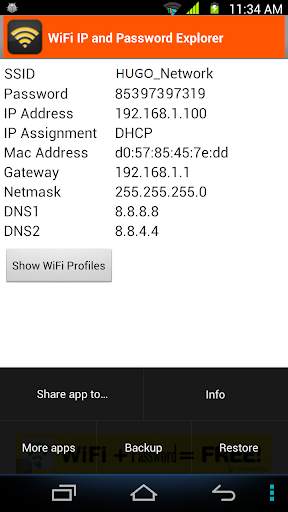 WiFi Password, IP, DNS screenshot 2