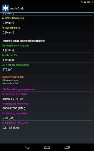 Klimaanlage berechnen BTU screenshot 12