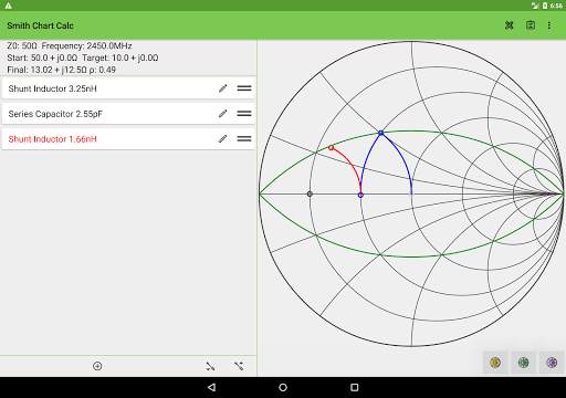 Smith Chart Matching Calc 8 تصوير الشاشة