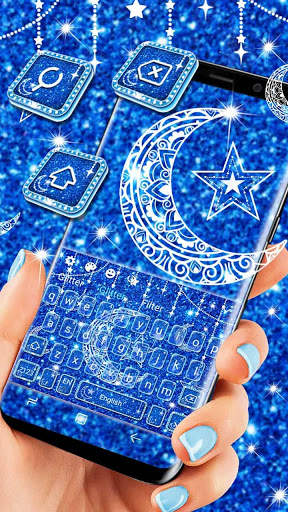 Blue Glitter Moon Keyboard screenshot 2