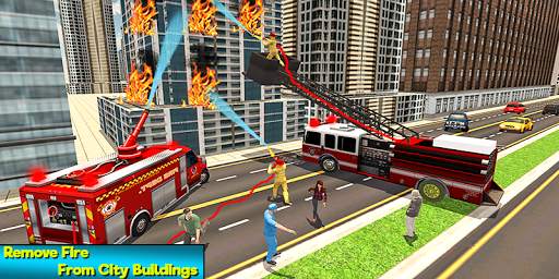 Heavy Ladder Fire Truck City Rescue 2019 screenshot 4