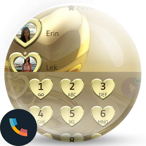 Dialer Theme Metal Gold Heart 300