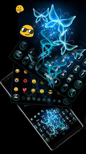Blue Neon Butterfly Night Keyboard screenshot 1