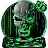 Neon Green tech Skull 3D Theme 1.1.0