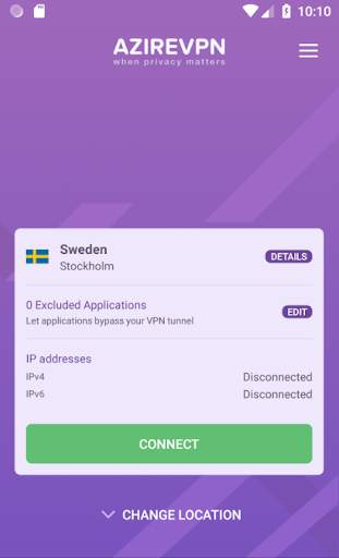 AzireVPN screenshot 1