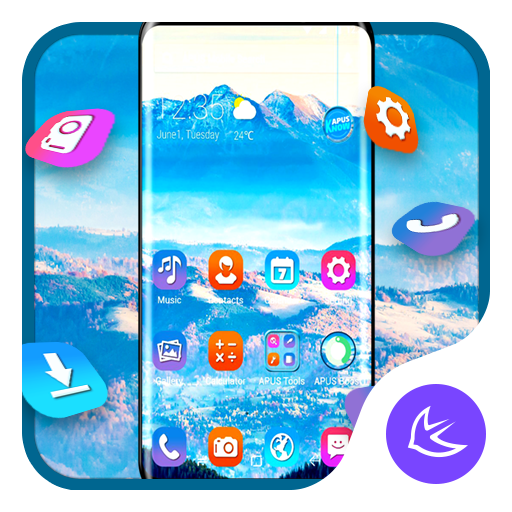 ikon Blue Mountain APUS Launcher theme