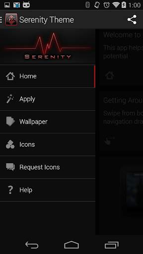 Serenity Launcher Theme Red screenshot 2