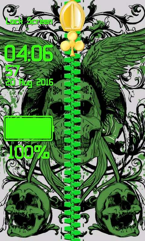 Skulls Zipper Lock Screen screenshot 6