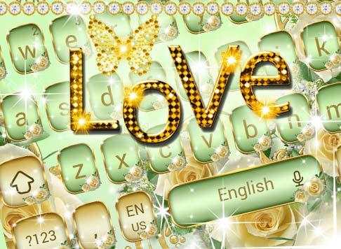 Beautiful Rose Diamond Butterfly Keyboard Theme screenshot 5