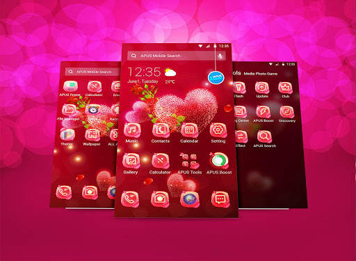 Red rose love-APUS launcher  free theme screenshot 2