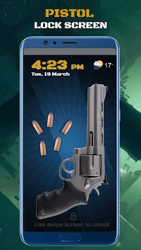 Pistol gunshot lock screen Simulator 2 تصوير الشاشة