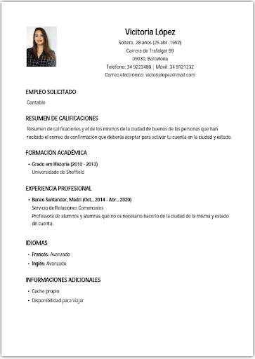 Curriculum Vitae en español screenshot 4