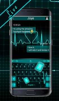Live 3D Neon Blue Love Heart Keyboard Theme screenshot 5