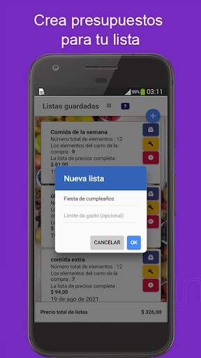 Lista de compras con precio screenshot 2
