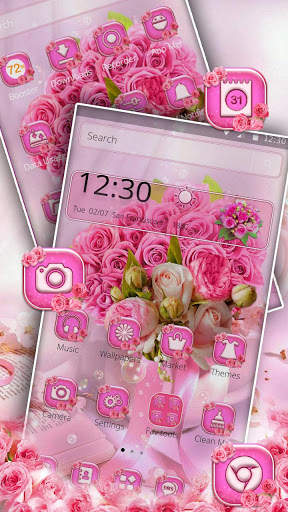 Glossy Pink Roses Launcher Theme screenshot 1