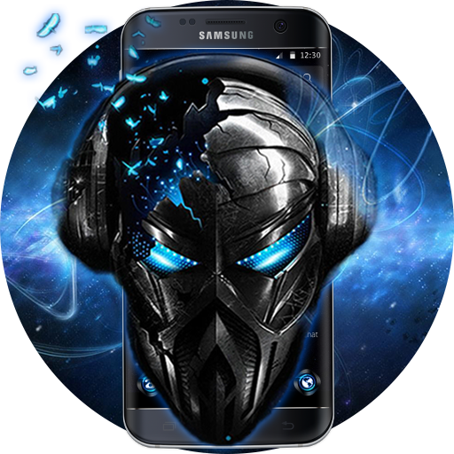 Blue Tech Metallic Skull Theme icon