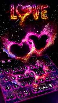 Fire Neon Heart Keyboard Theme screenshot 1