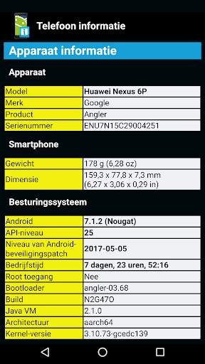 Telefoon informatie (Phone information) screenshot 1