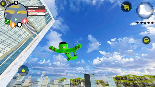 green monster Stickman Rope Hero City Battle War screenshot 2