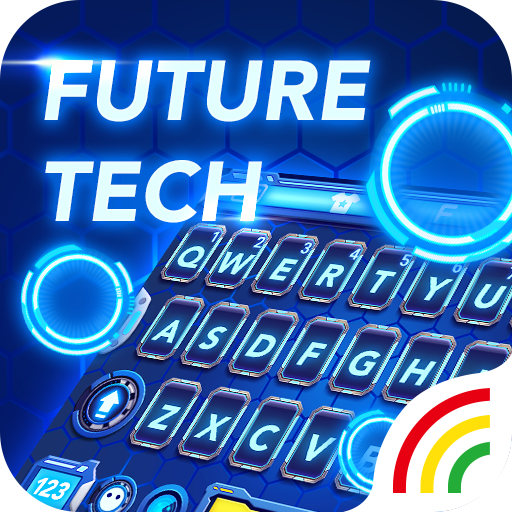 Neon Blue Keyboard - Tech icon
