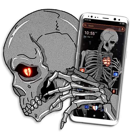 Broken Heart Skeleton Launcher Theme 1.0.3