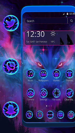 Aurora Space Wolf Eyes Theme screenshot 1