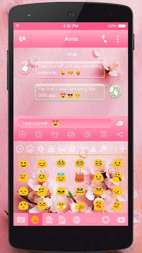 Pink Spring Emoji Keyboard Live Wallpaper screenshot 2