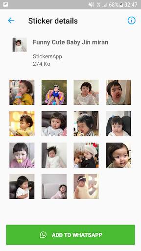 Funny Cute Baby Stickers Jin miran WAStickersApp screenshot 4
