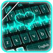 Live 3D Neon Blue Love Heart Keyboard Theme on 9Apps
