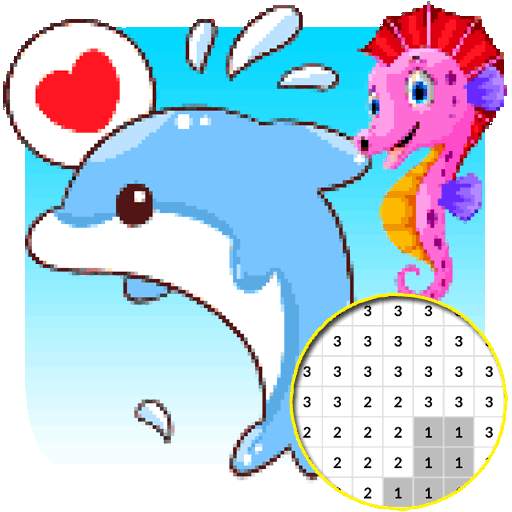 Sea Animals Dolphin And Shark Color By Number 13.0