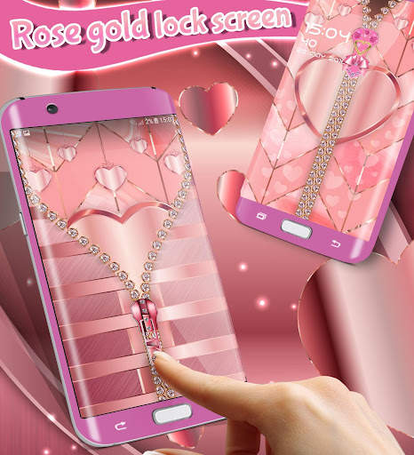 Rose gold lock screen zipper screenshot 1