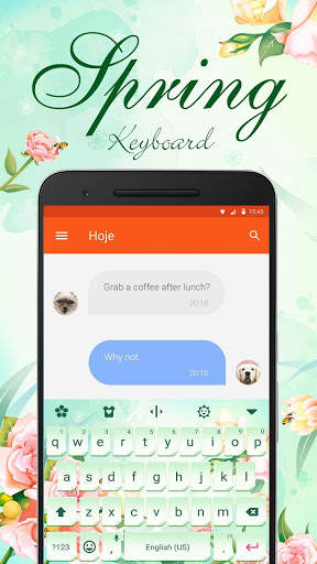 Spring Flower Blue Emoji Keyboard Theme🌺 स्क्रीनशॉट 1