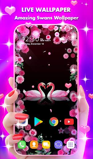 Swans Love Live Wallpaper & Animated Keyboard screenshot 1