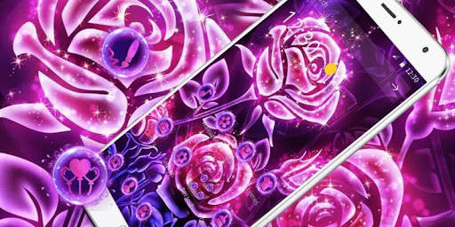 Pink Glitter Neon Roses Theme screenshot 4