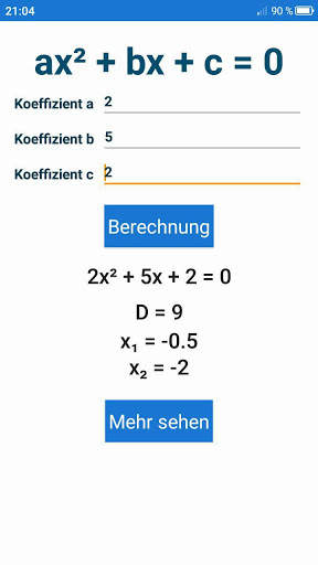 Quadratische Gleichungen screenshot 1
