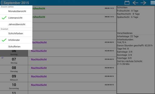 Verdienst Schicht Planer Lite screenshot 10