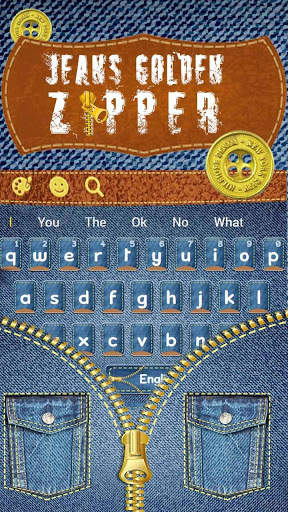 Jeans Gold Zipper Keyboard Themes screenshot 1