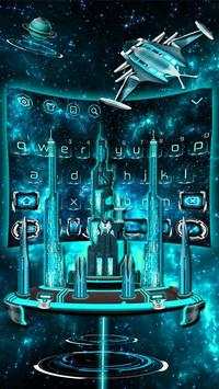 3D Space Galaxy City Keyboard Theme screenshot 1