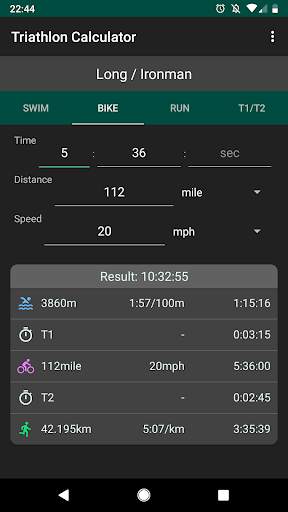 Triathlon Calculator: Pace for Swim/Bike/Run screenshot 3