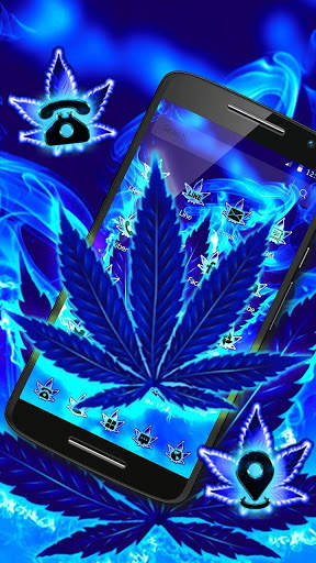 Blue Flame Weed Theme 4 تصوير الشاشة