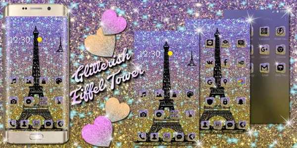 Eiffel Tower Shiny Glitter Theme 6 تصوير الشاشة