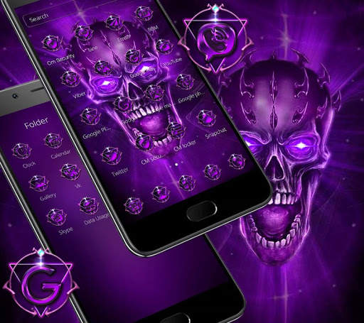Purple Black Fire Skull Launcher Theme 💀 screenshot 2