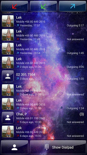 Dialer theme Galaxy Glass screenshot 3