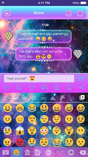Galaxy Glitter Emoji Keyboard screenshot 1