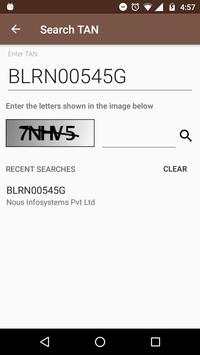 TAN Search, Application Status screenshot 2